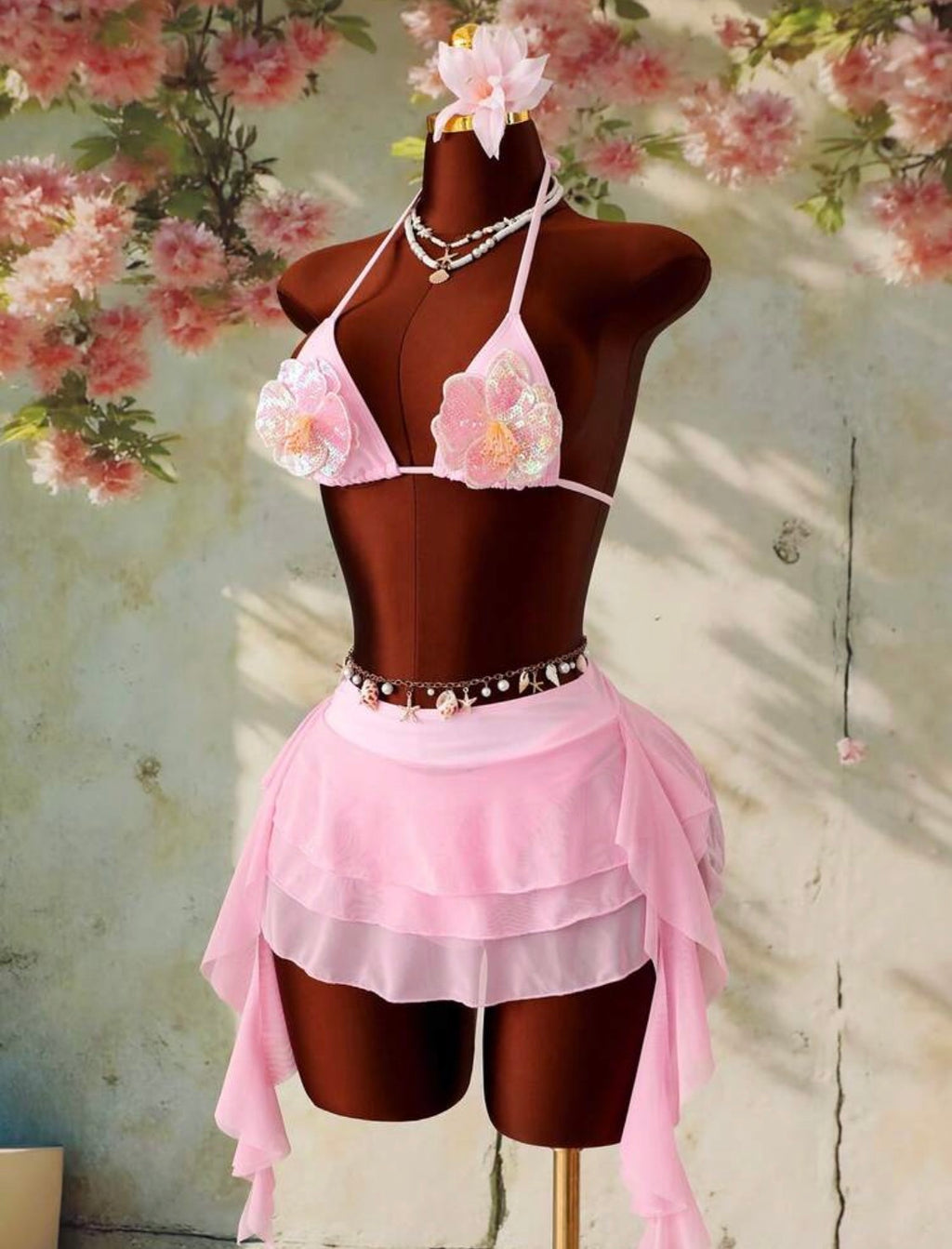 Sparkly pink bikini set