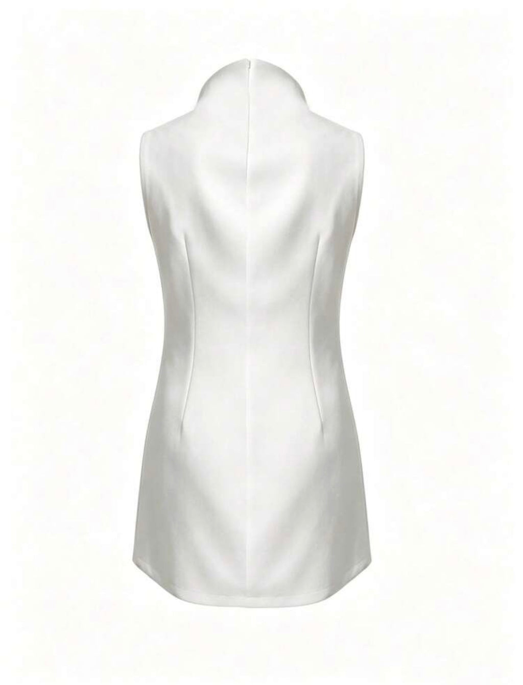Gorgeous Elegant Sleeveless White Dress with Gold Button Detail